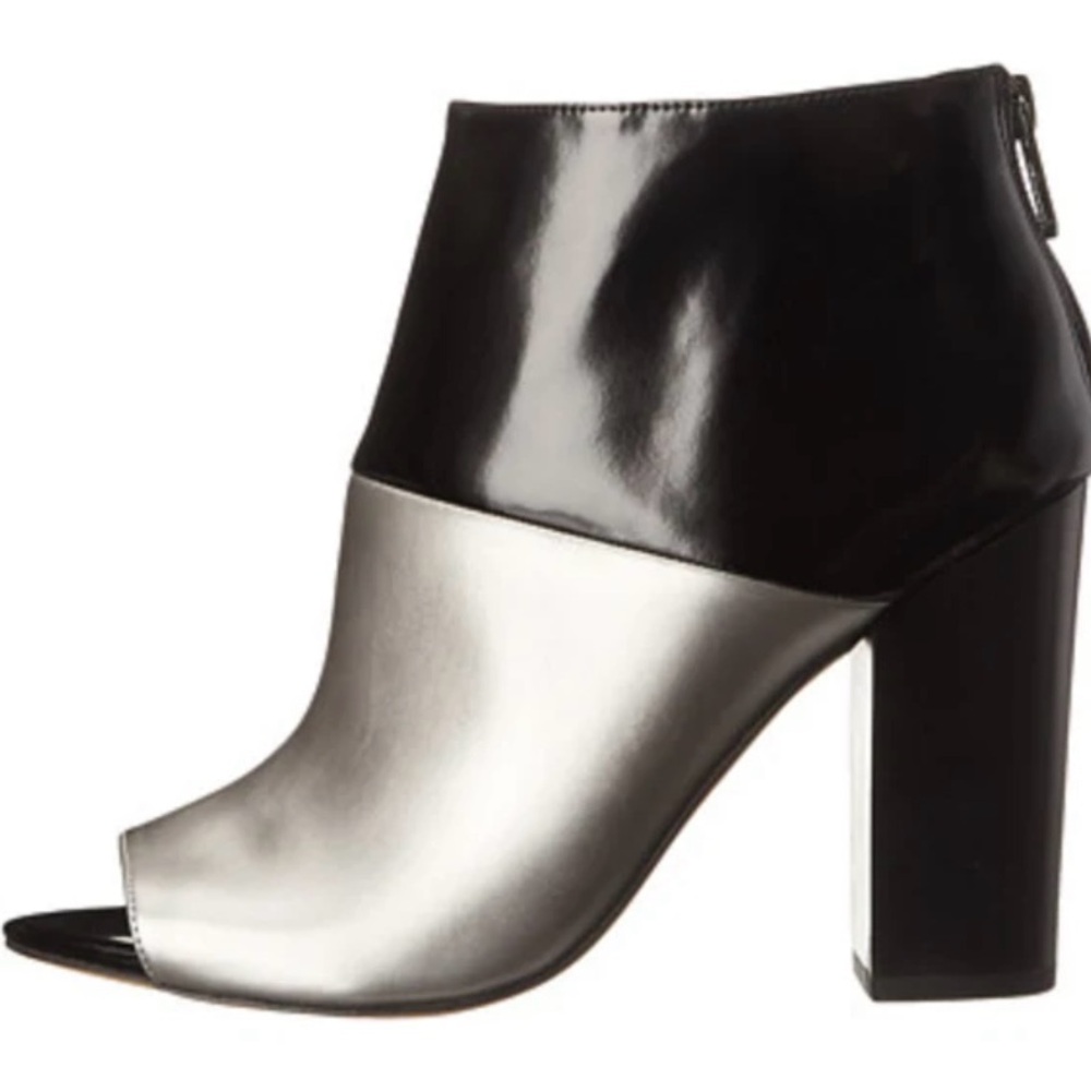 Black and Silver Peep Toe Heels - Picture 2 of 3